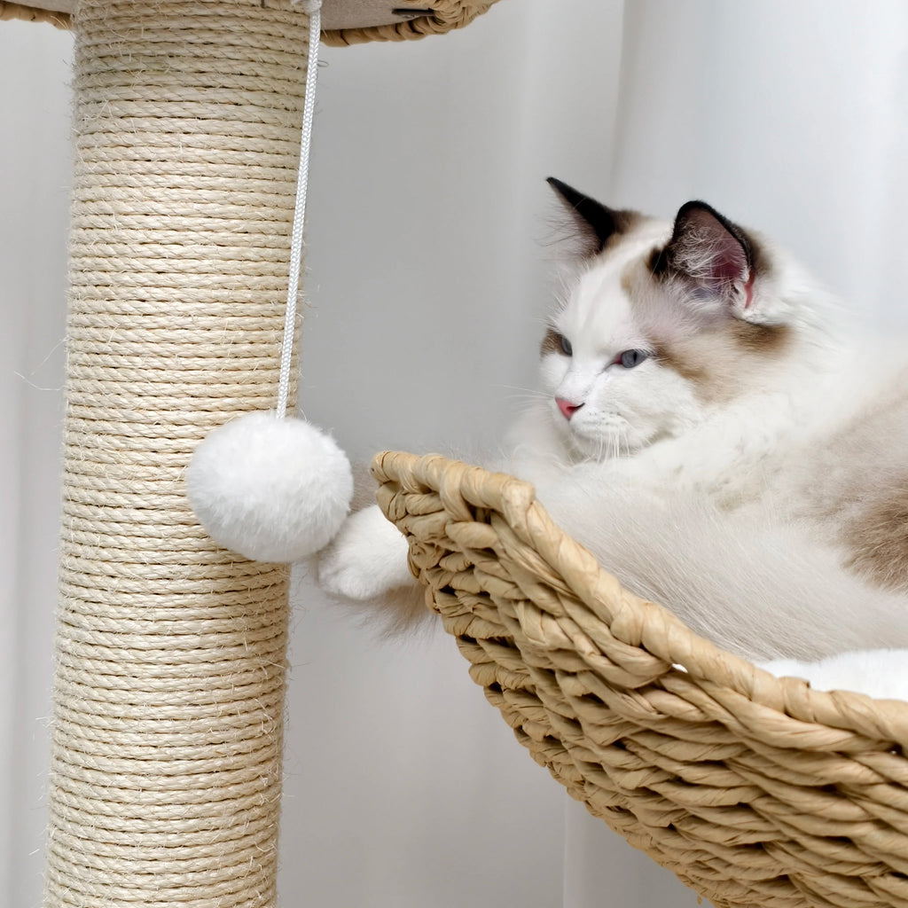 3-Tier Natural Wood Climbing & Rest Tower for Indoor Cats