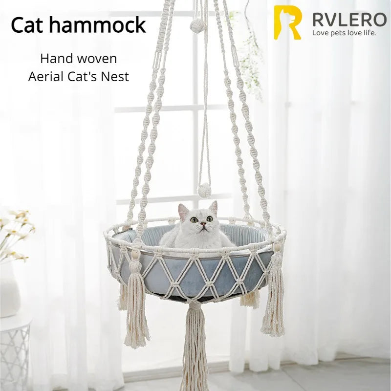 Handwoven Cotton Cat Hammock – Cozy Hanging Nest for Indoor Cats
