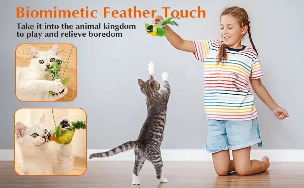 Chirpy Bird Interactive Cat Toy (Touch-Activated)