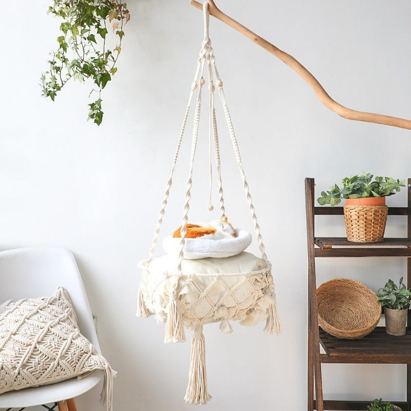 Handwoven Cotton Cat Hammock – Cozy Hanging Nest for Indoor Cats