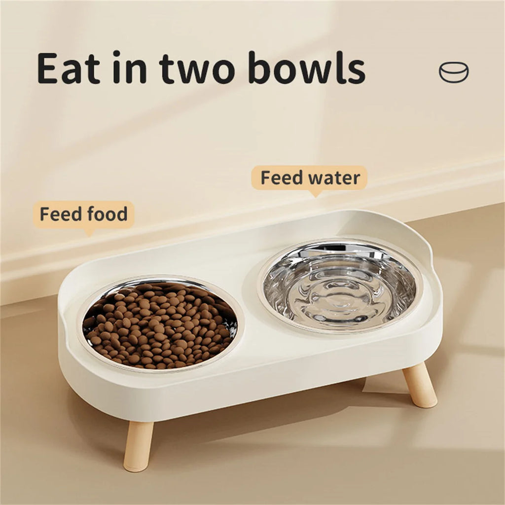 Colorful Elevated Double Pet Bowl with Stainless Steel Inserts