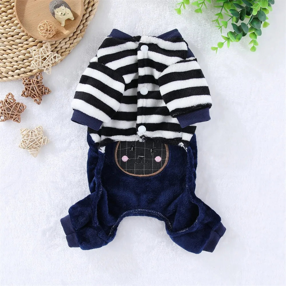 Cozy Bear Stripe Pet Jumpsuit
