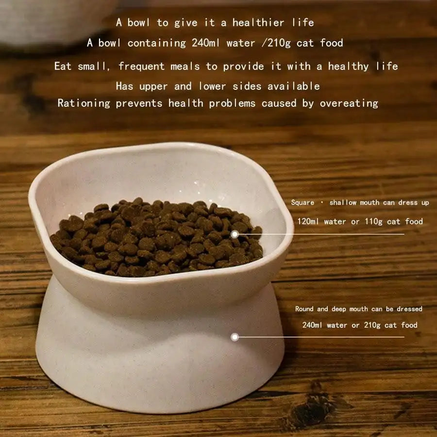 Anti-Rollover, Wide-Opening Feeding Bowl for Cats