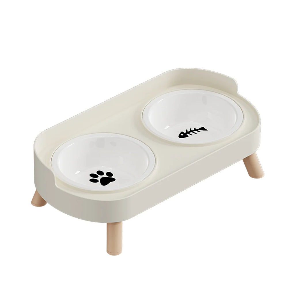 Colorful Elevated Double Pet Bowl with Stainless Steel Inserts