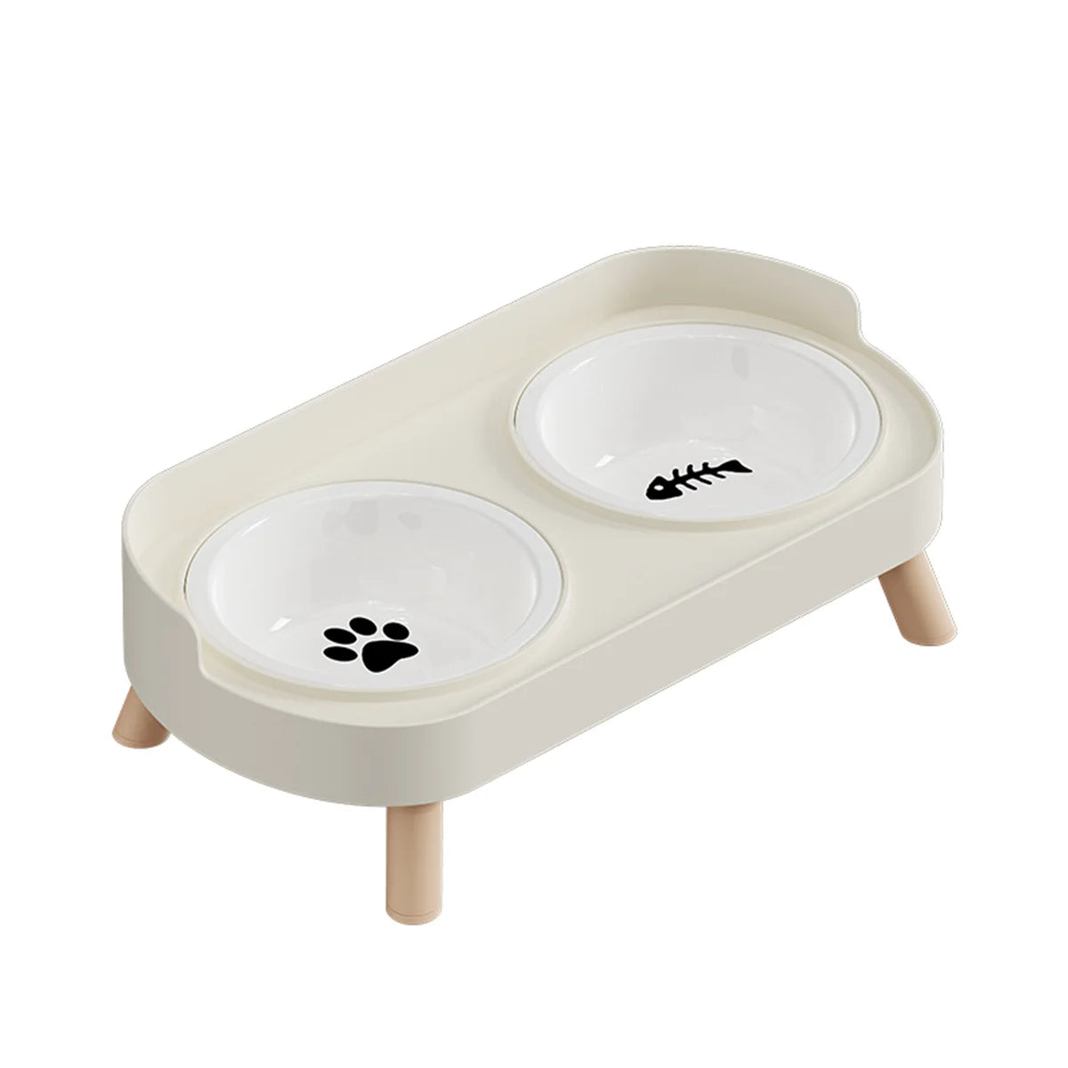 Colorful Elevated Double Pet Bowl with Stainless Steel Inserts