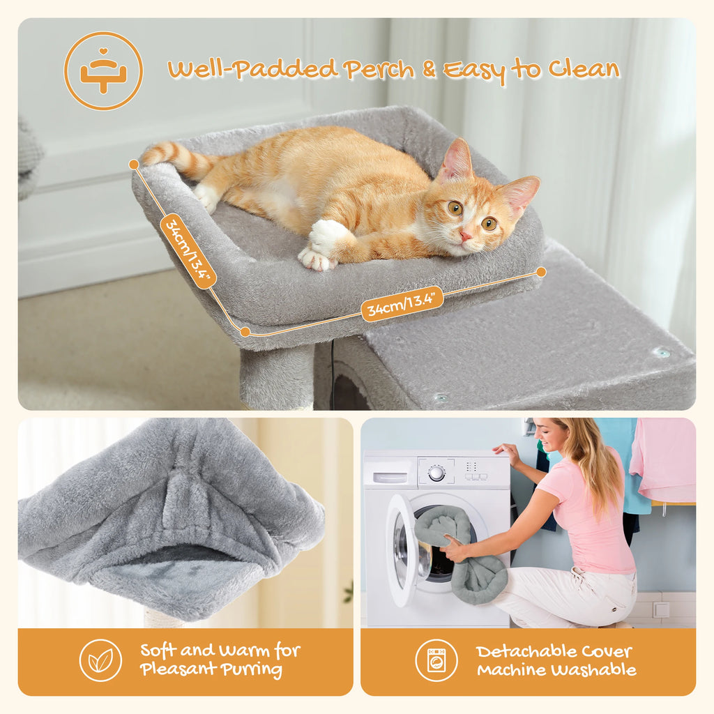 All-in-One Cozy Climbing & Resting Tower for Indoor Cats