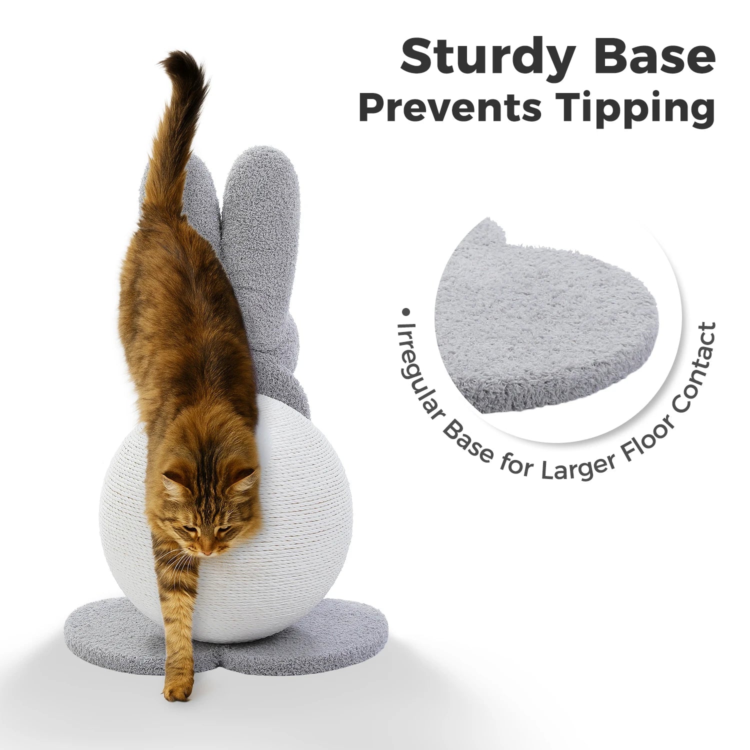 Bunny Cat Scratching Post – Paper Rope Scratch Ball with Wooden Base (61cm)