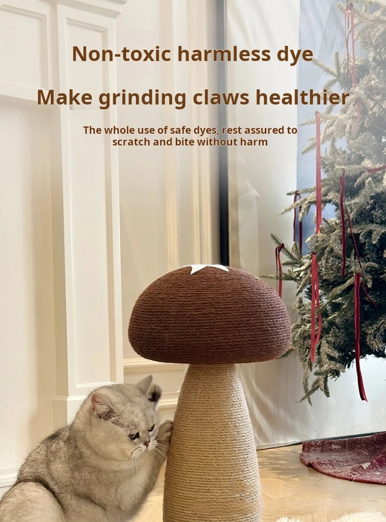 Mushroom Sisal Cat Scratching Post & Board – Vertical Scratch Pad, Durable Non-Shed Cat Scratcher