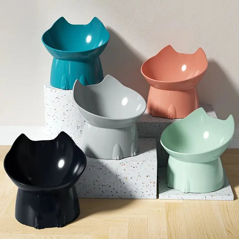 Elevated Whisker-Friendly Cat Bowl with Anti-Tip Base