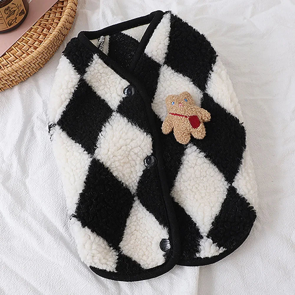 Cozy Plaid Teddy Fleece Vest (Warm Winter Coat for Small Dogs & Cats) 🧸❄️