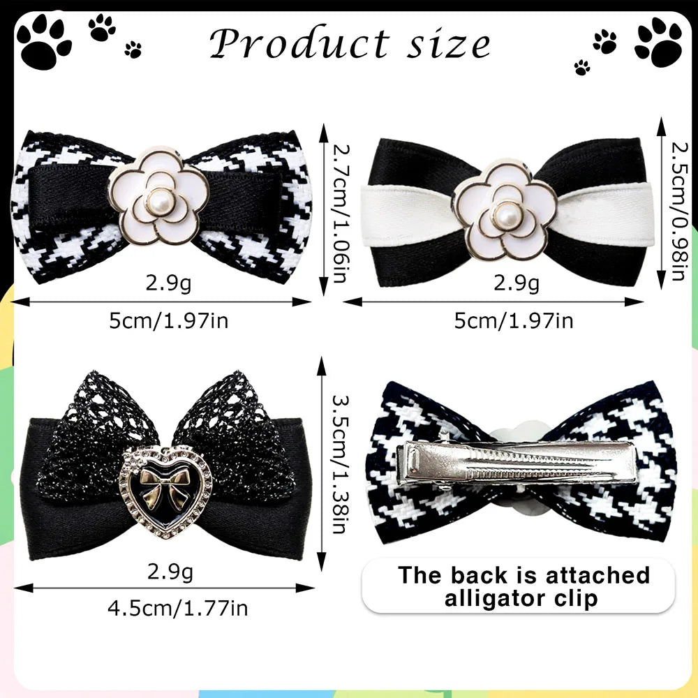 Black & White Pearl Bow Hair Clips (10PCS Set)